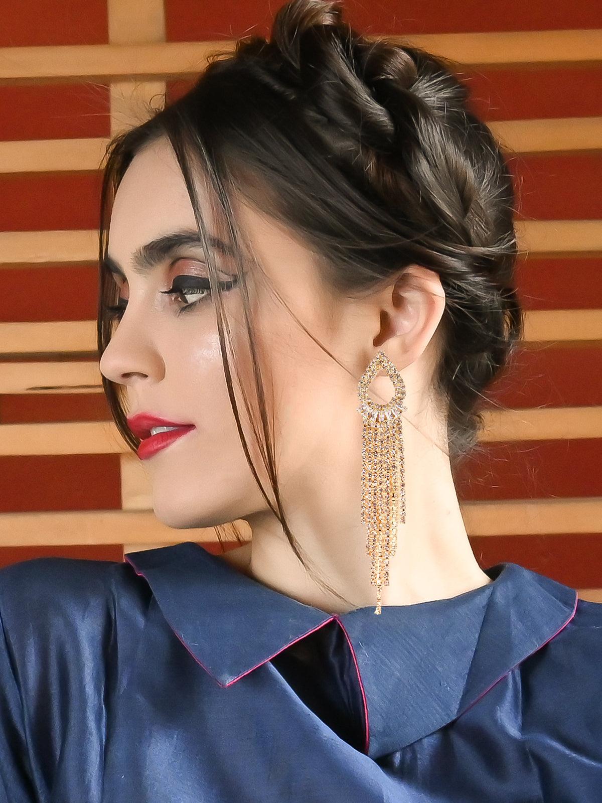 The Rainbow Sparkle- Golden Embellished Earrings
